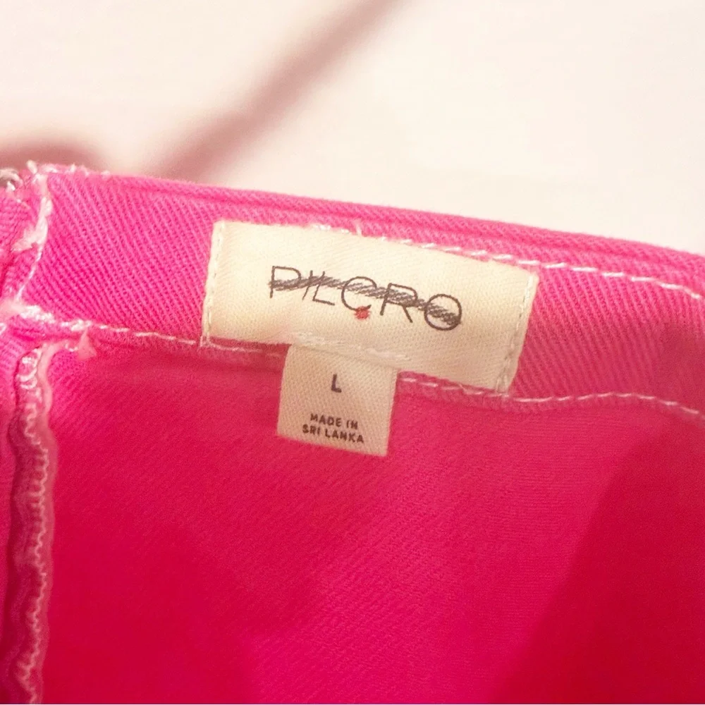 Anthropologie Pilcro Size Large Pink The Judie Halter Denim Swing‎ Mini Dress